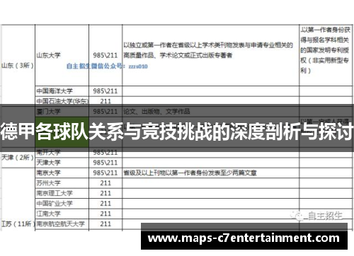 德甲各球队关系与竞技挑战的深度剖析与探讨